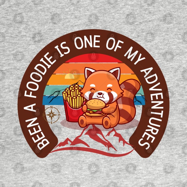 Red Panda Bear Foodaholic Eating Fries and Burger by Praizes